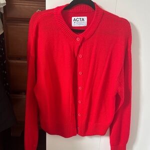 ACTA Red Button-Up Women's Cardigan Sweater